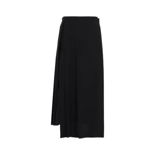 Cotton Twill R Pleated Wrap Skirt