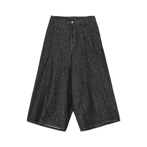 10Oz Uneven Yarn Denim Cropped Wide Pants