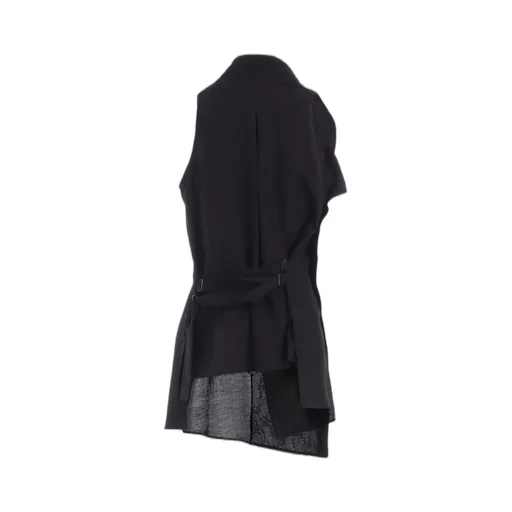 C/Li Gabardine Draped Long Vest