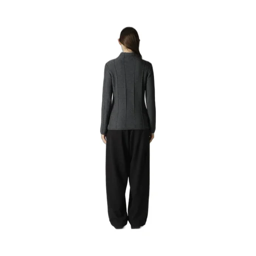 Backside Knit Pocket Detail High Neck Po