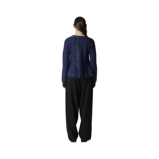 Half Cardigan Knit Flared Hem Po