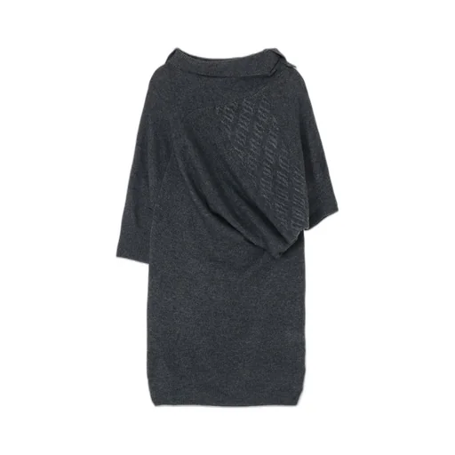 Plain St+Pattern+Rib Draped Turtle Neck B