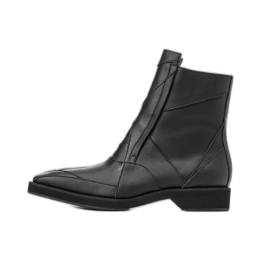 Soft Oil Leather Patchworked Zip Boots