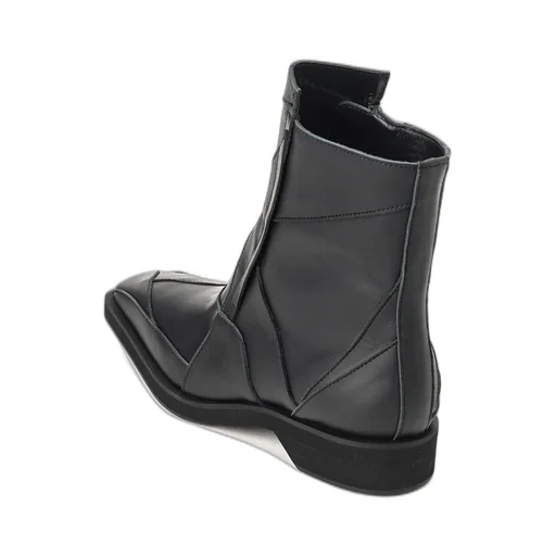 Soft Oil Leather Patchworked Zip Boots