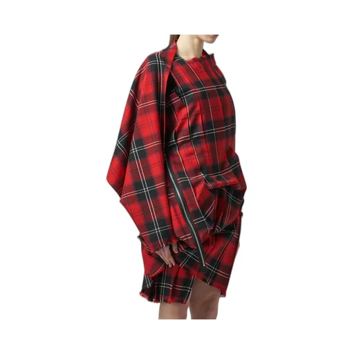 Wool Plaid Pleated Dress