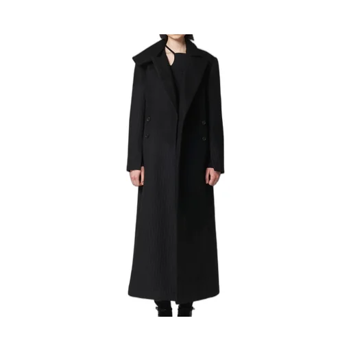 Needle Stripe Double Front Long Coat