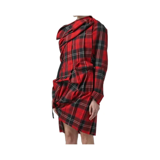 Wool Plaid Pleated Dress