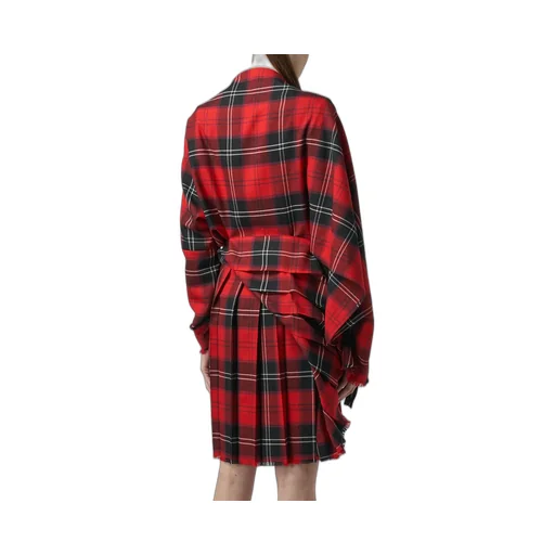 Wool Plaid Pleated Dress