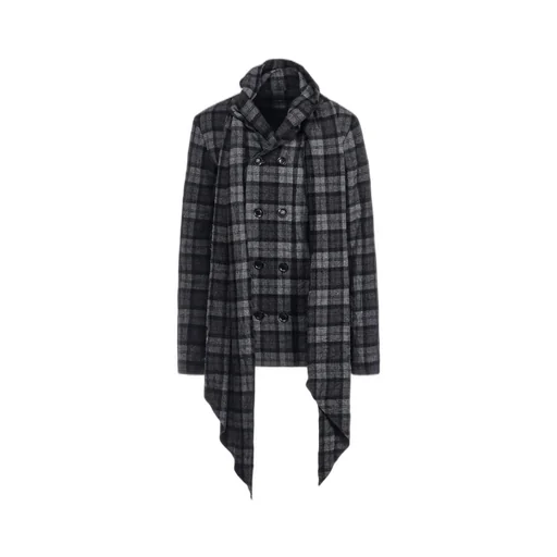Plaid Flannel Stole Detail Jacket