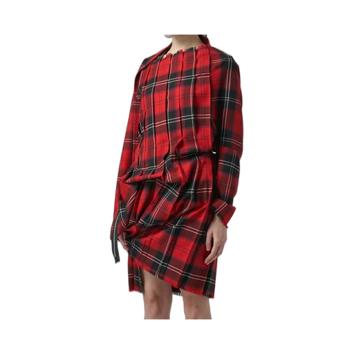 Wool Plaid Pleated Dress