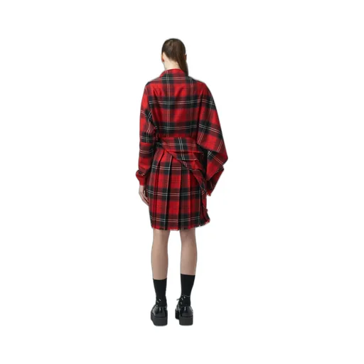 Wool Plaid Pleated Dress