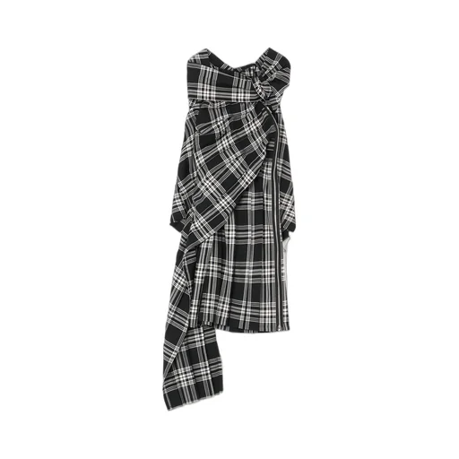 Plaid Dress With Twisted Pleats