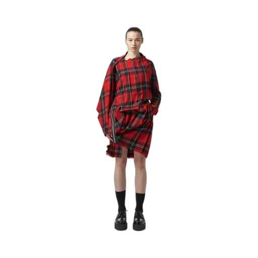 Wool Plaid Pleated Dress