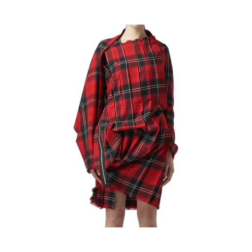 Wool Plaid Pleated Dress