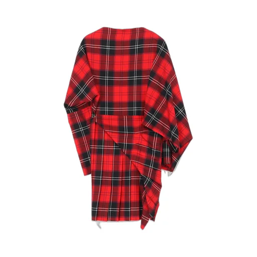 Wool Plaid Pleated Dress