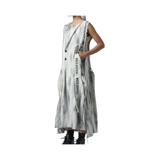 Bleached Denim Layered Dress