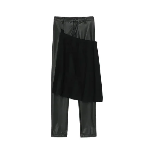 Synthetic Leather Pleats Combination Pants B