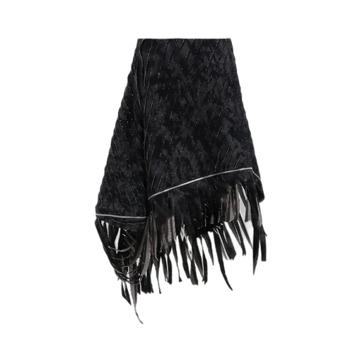 Denim With Slash Detail Zip Paneled Skirt A