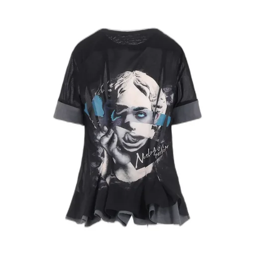 Statue Collage Slit Blouse