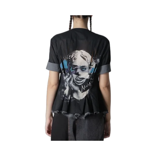 Statue Collage Slit Blouse