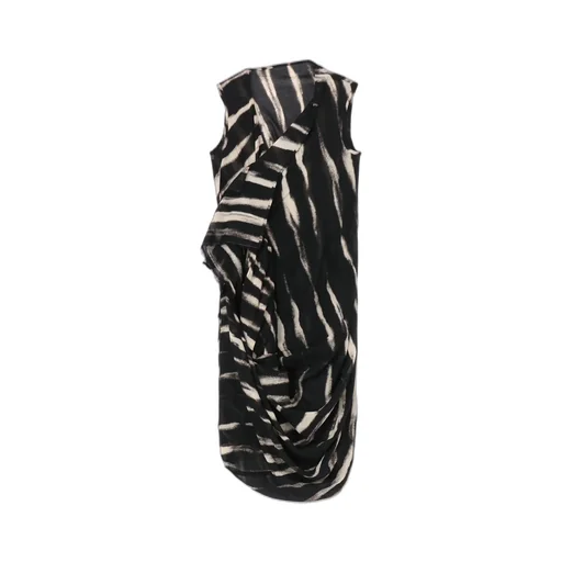 Bleached Stripe Drape Darts Dress