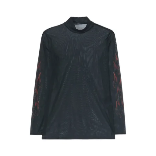 Fire Print Top With Mock Turtleneck