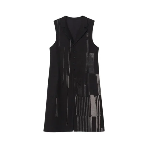 Flannel Stripe Pattern Single Long Vest