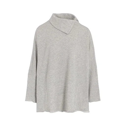 Cotton Mini Fleece Asymmetric Collar Pullover