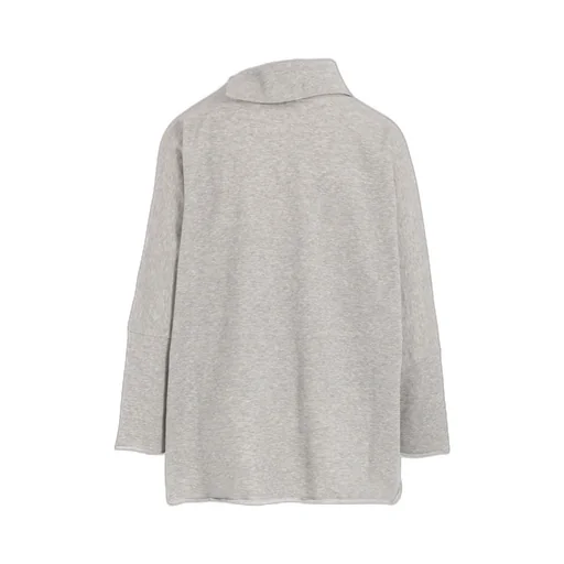 Cotton Mini Fleece Asymmetric Collar Pullover