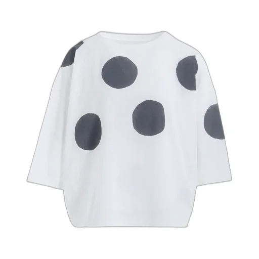 Cotton Jersey Dot Print 3/4 Sleeve Shirt