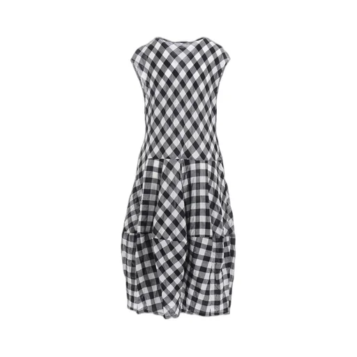 Shirring Plaid Jumper Dress