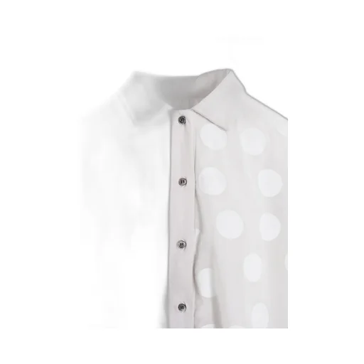 Jersey + Voile Dot Print Shirt Cardigan