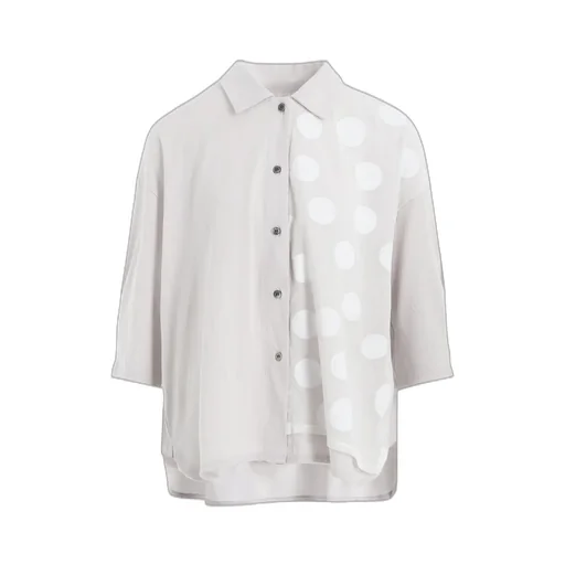Jersey + Voile Dot Print Shirt Cardigan