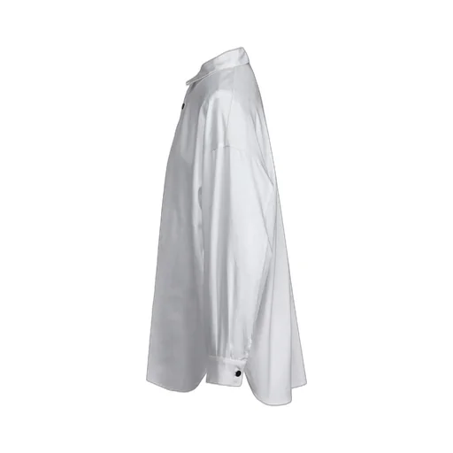 Cotton Satin Switching Collar Shirt