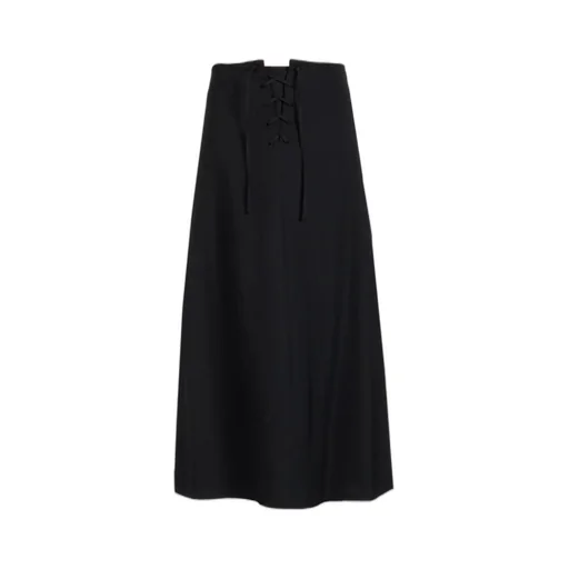 Wool Gabardine Back Lace Up Sailor Skirt