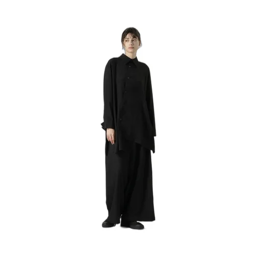 Gabardine R-Backside Flare Wide Pants