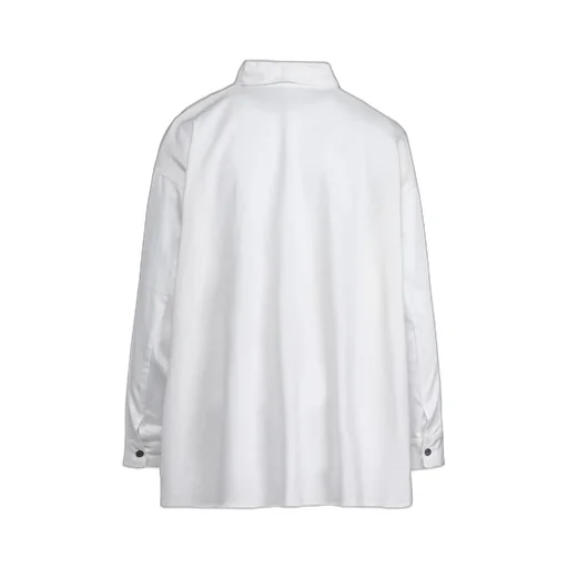 Cotton Satin Switching Collar Shirt