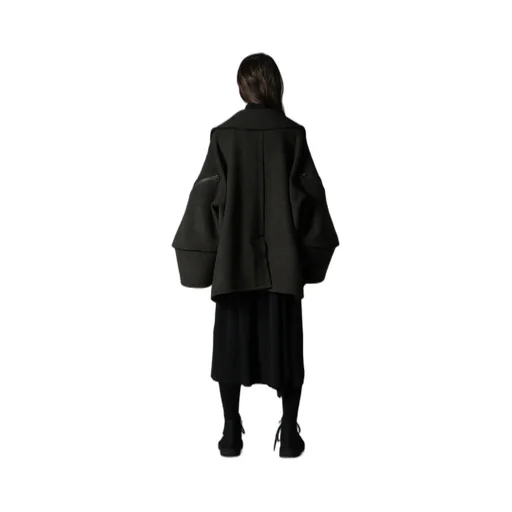 Double Weave Melton Short Length Big Sleeve Double Coat
