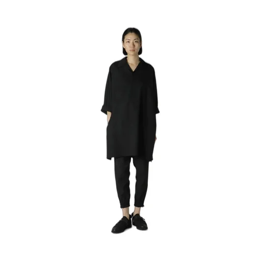 2/60 Wool Gabardine Open Collar Dolman Slv Dress