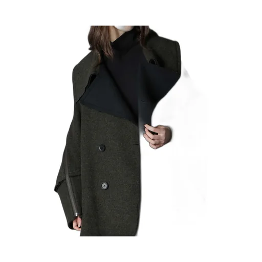 Double Weave Melton Short Length Big Sleeve Double Coat