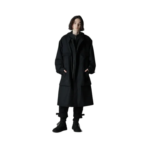 Melton Out Pocket Long Coat