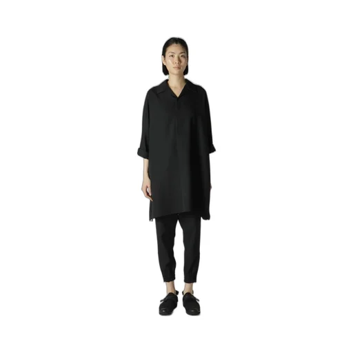 2/60 Wool Gabardine Open Collar Dolman Slv Dress