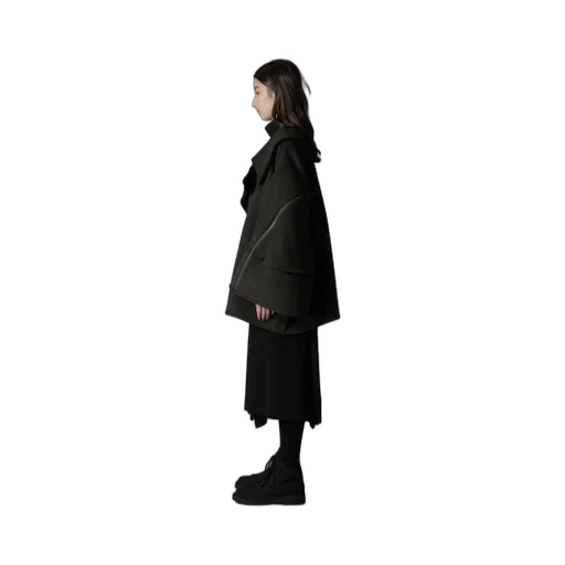 Double Weave Melton Short Length Big Sleeve Double Coat