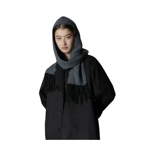 Boilmerinowool Fringe Hooded Muffler