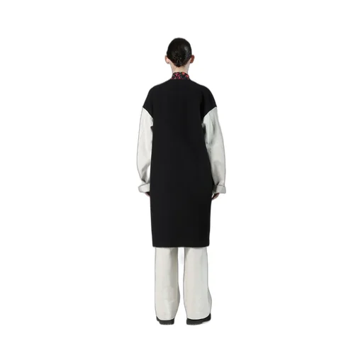 Cable Jq Knit Collerless Coat