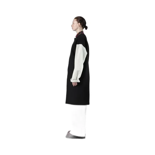 Cable Jq Knit Collerless Coat