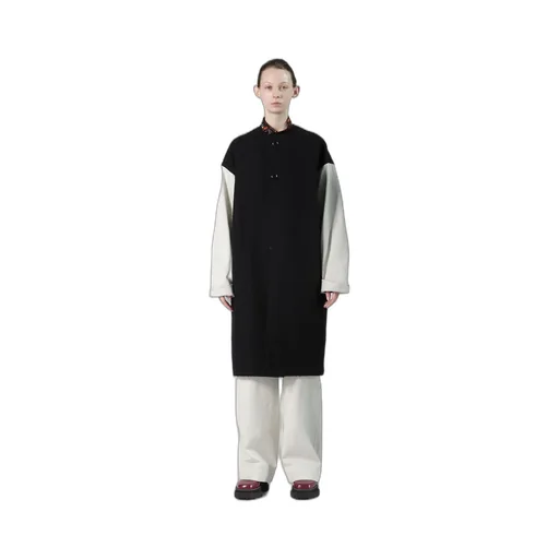 Cable Jq Knit Collerless Coat