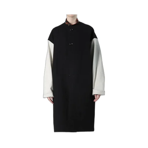 Cable Jq Knit Collerless Coat