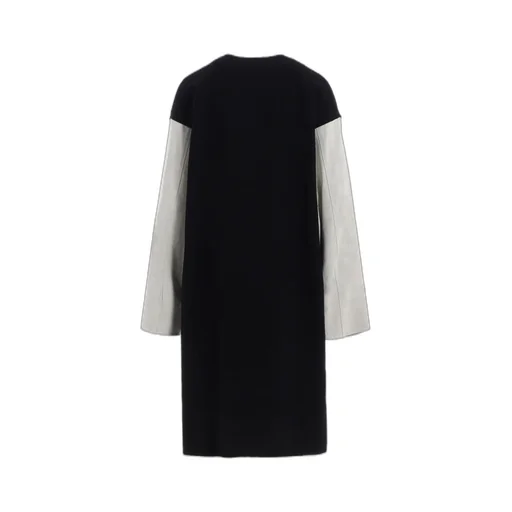 Cable Jq Knit Collerless Coat