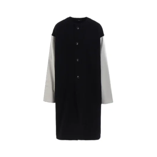 Cable Jq Knit Collerless Coat